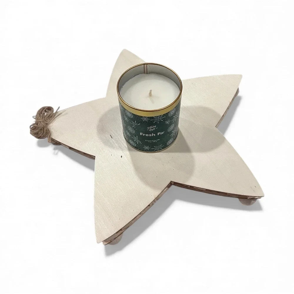New Wooden Star TabletopTray Decor, 10‎ inches Width